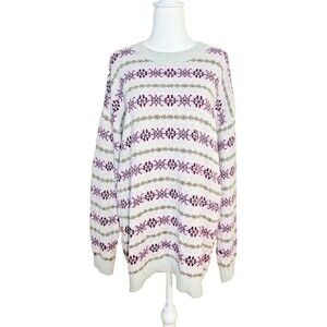 Lauren Ralph Lauren Women Granny Core Comfy Geo Fair Island sweater Gray L